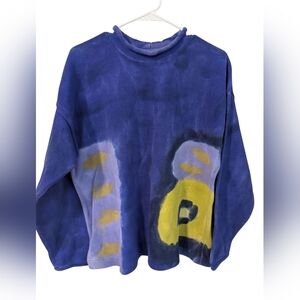 Vintage Sloop Jones, Blue and Yellow Abstract Sweater,M-L